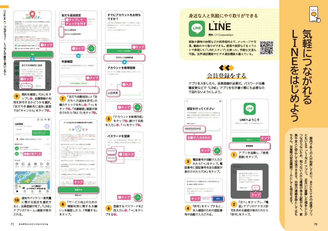 LINEアプリの新規会員登録と初期設定を解説するページ