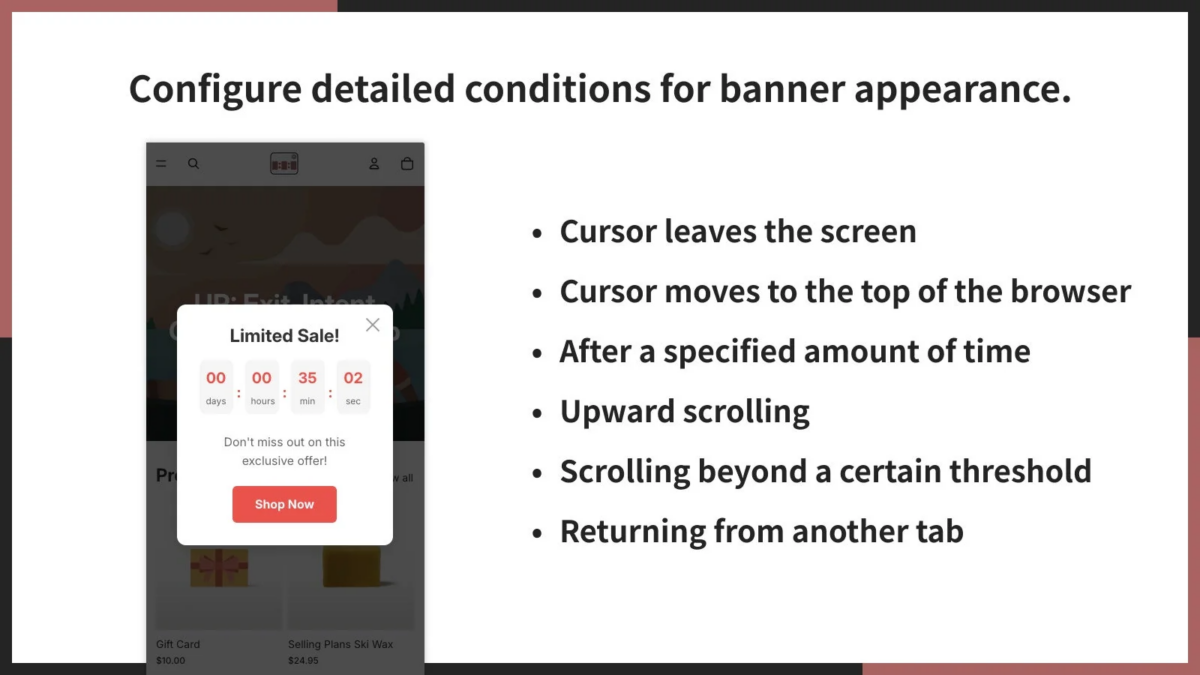 ポップアップの表示条件は6種類
