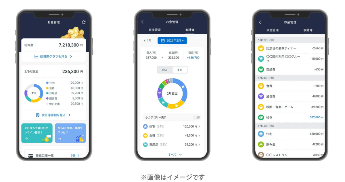 家計簿機能画面