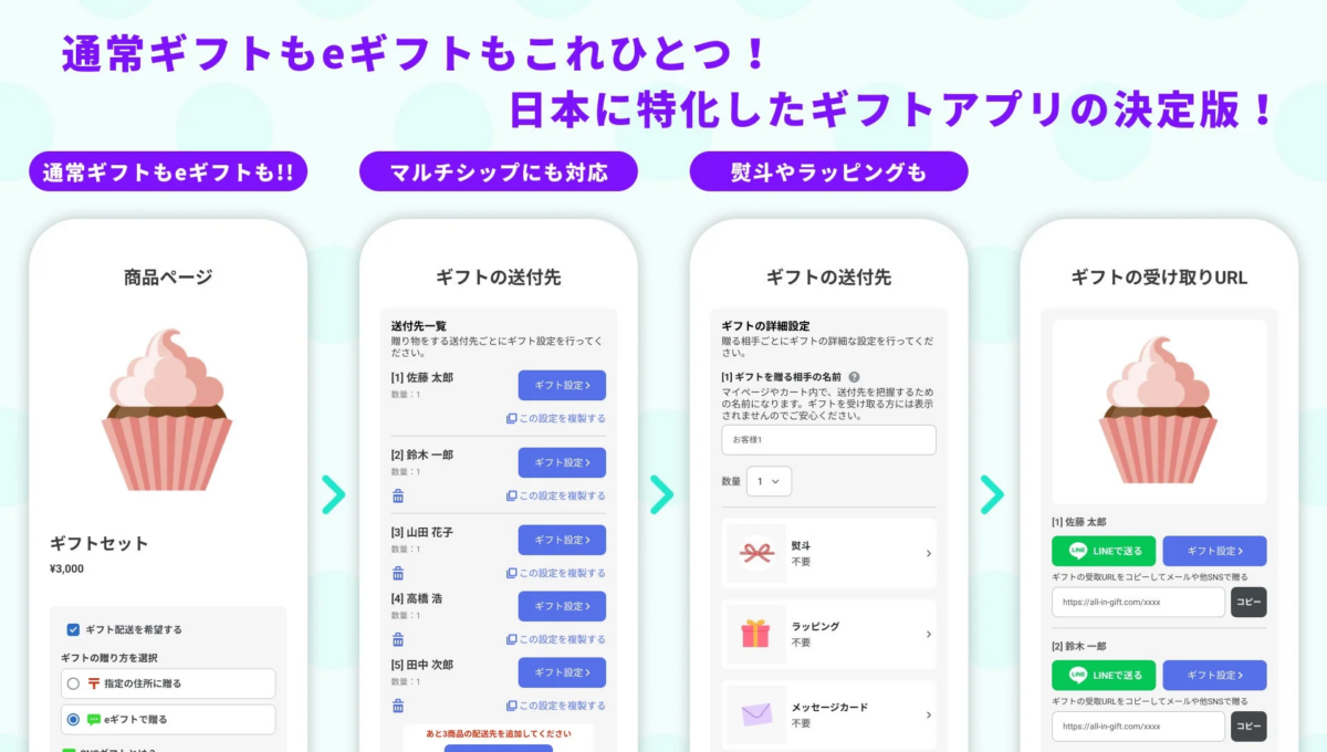 通常ギフトもeギフトもこれひとつ！日本に特化したギフトアプリの決定版！