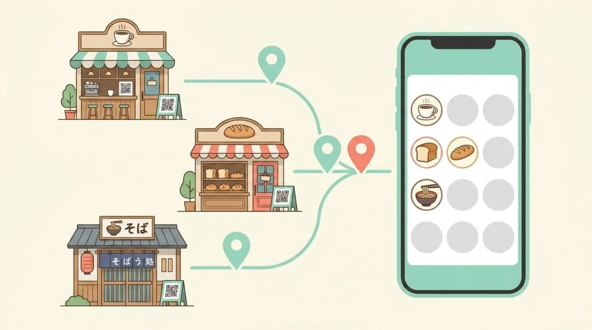 複数の店舗のイラスト