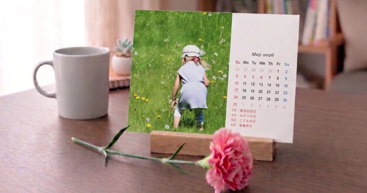 子供のカレンダーとカーネーション