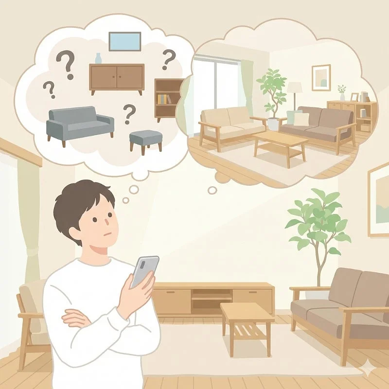 悩む男性のイラスト