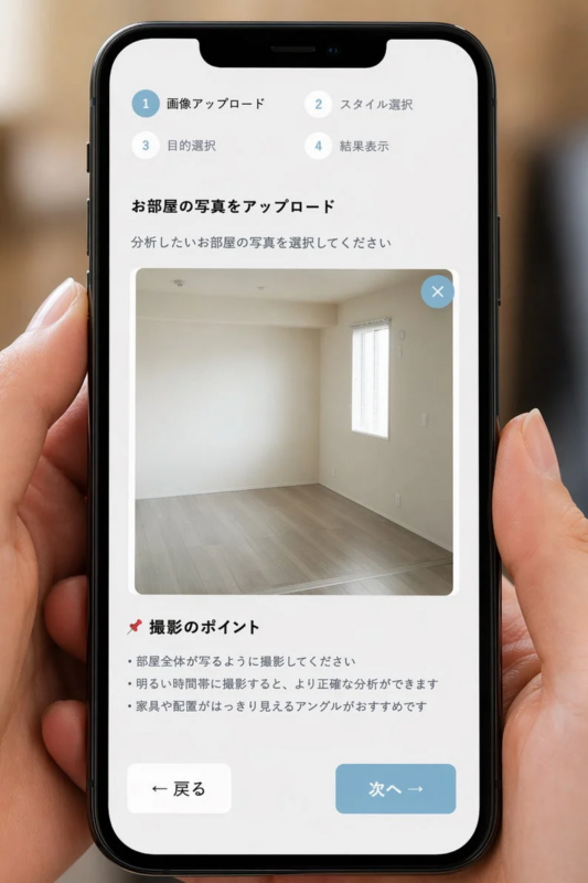 アプリの画像アップロード画面
