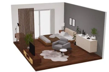 モダンな部屋の3Dレンダリング