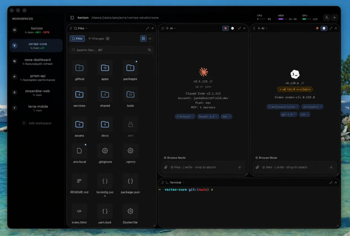 macOS上の開発環境のスクリーンショット
