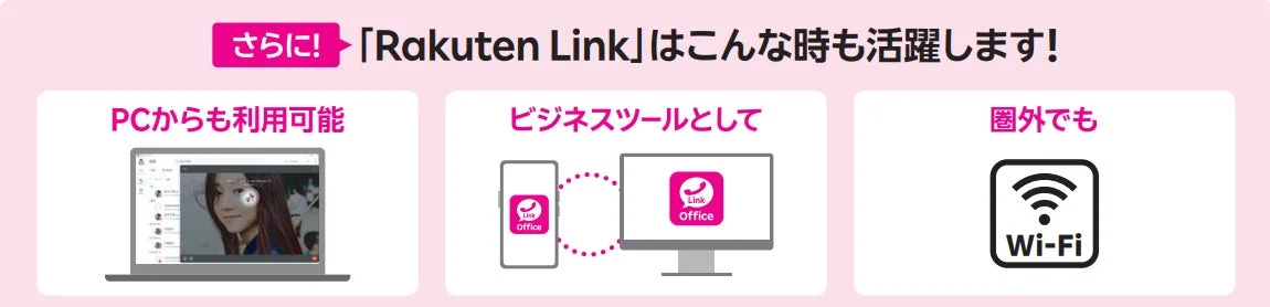 Rakuten LinkのPC利用、ビジネスツール、Wi-Fi利用のユースケース