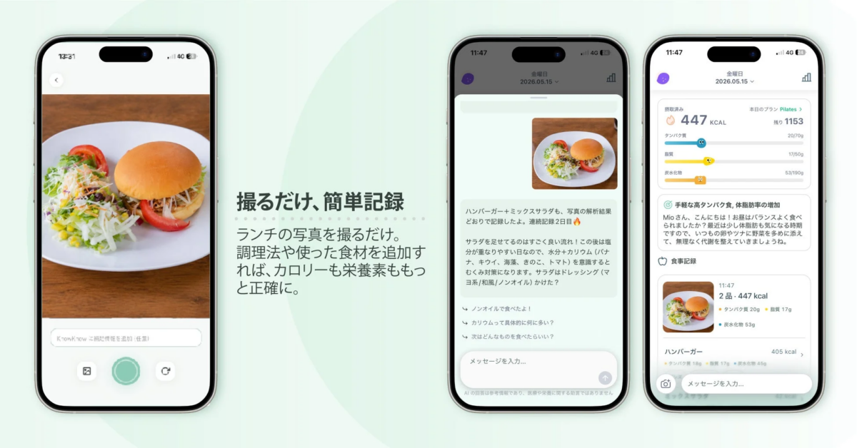 食事の写真を撮るだけでAIが栄養解析