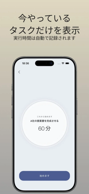 今やっているタスクだけを表示する画面