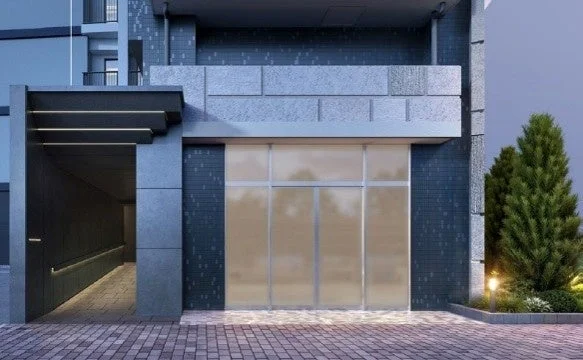 モダンな建物のエントランス