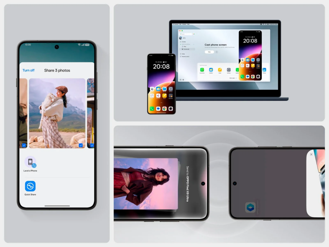 スマートフォンとPC間の画面共有とファイル転送の様子