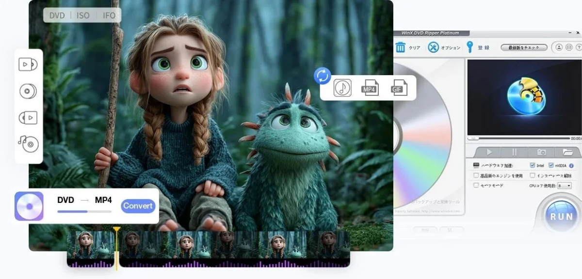 WinX DVD Ripper Platinum ソフトウェアインターフェース