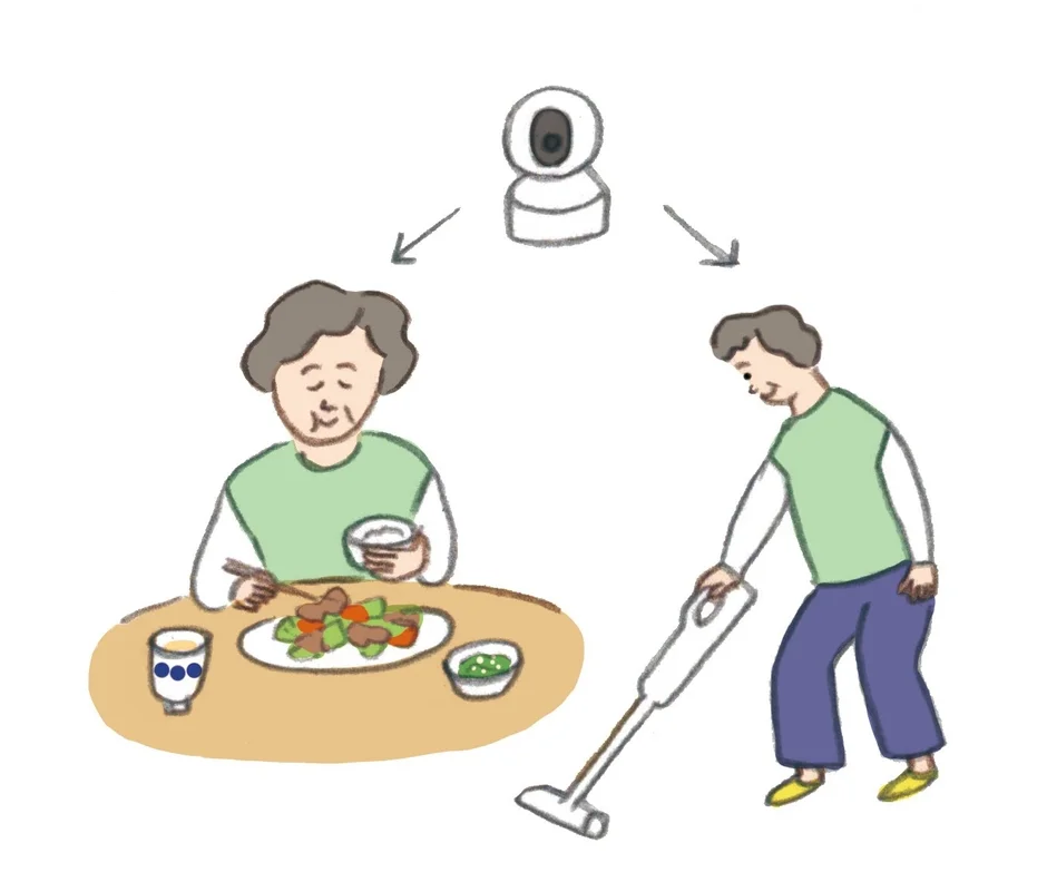 見守りカメラが日常を映す様子