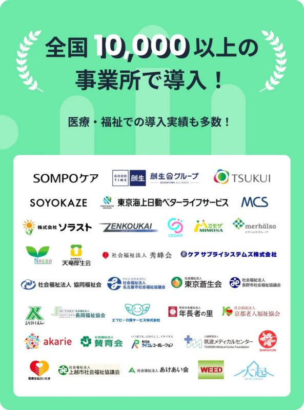 全国10,000以上の事業所で導入されていることを示す画像
