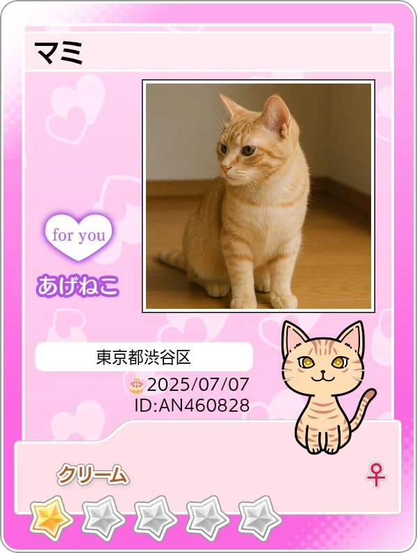 あげねこ「マミ」のマイニャンバーカード