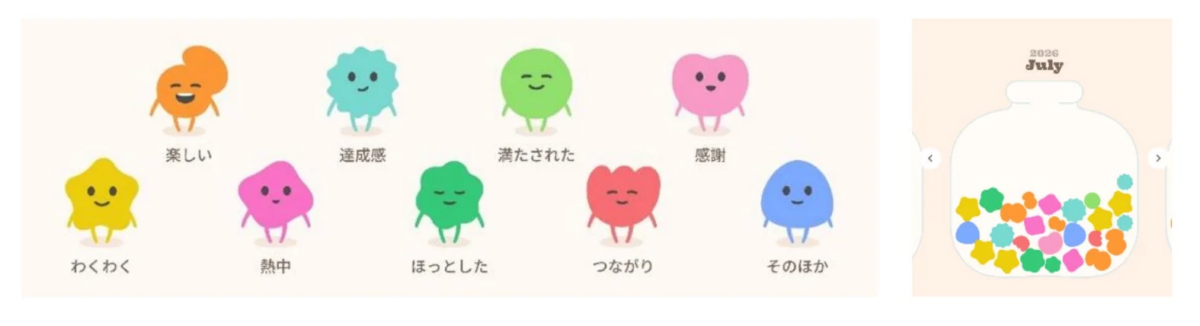 様々な感情を表すカラフルなキャラクターたち